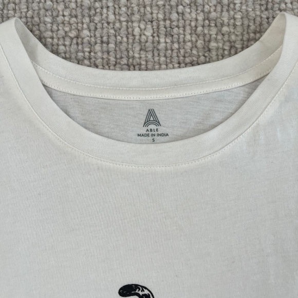 ABLE Gloria Graphic Tee - white/black tiger graphic, size S - Picture 8 of 9